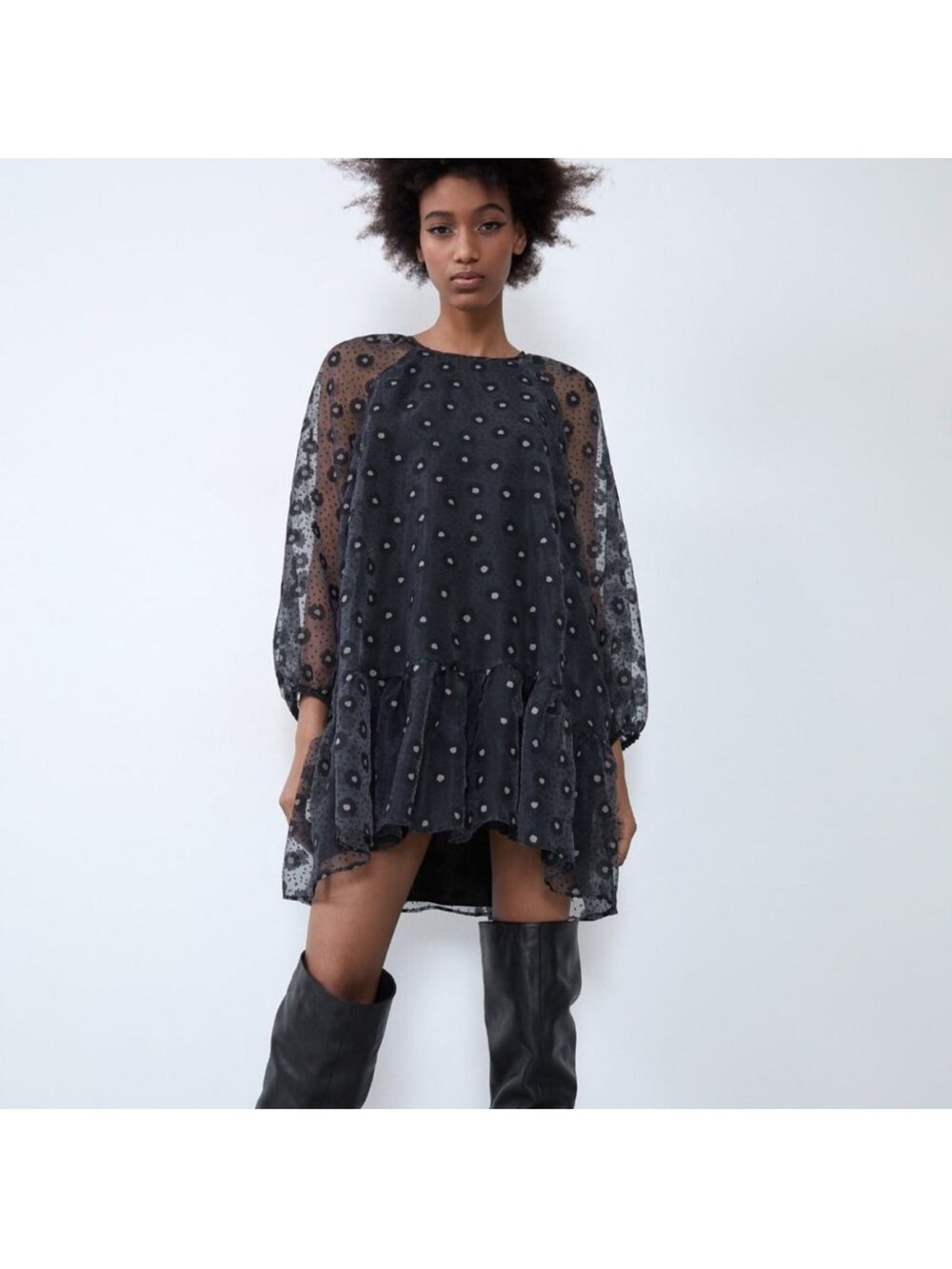 Zara Black Organza Party Dress XL